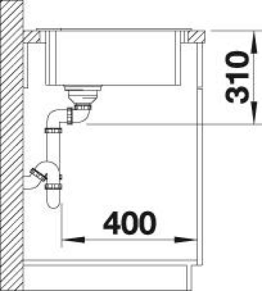 BLANCO 526030 ZIA 9 E, SILGRANIT, schwarz, mit Ablauffernbedienung, Becken mittig, 600 mm Untermaß